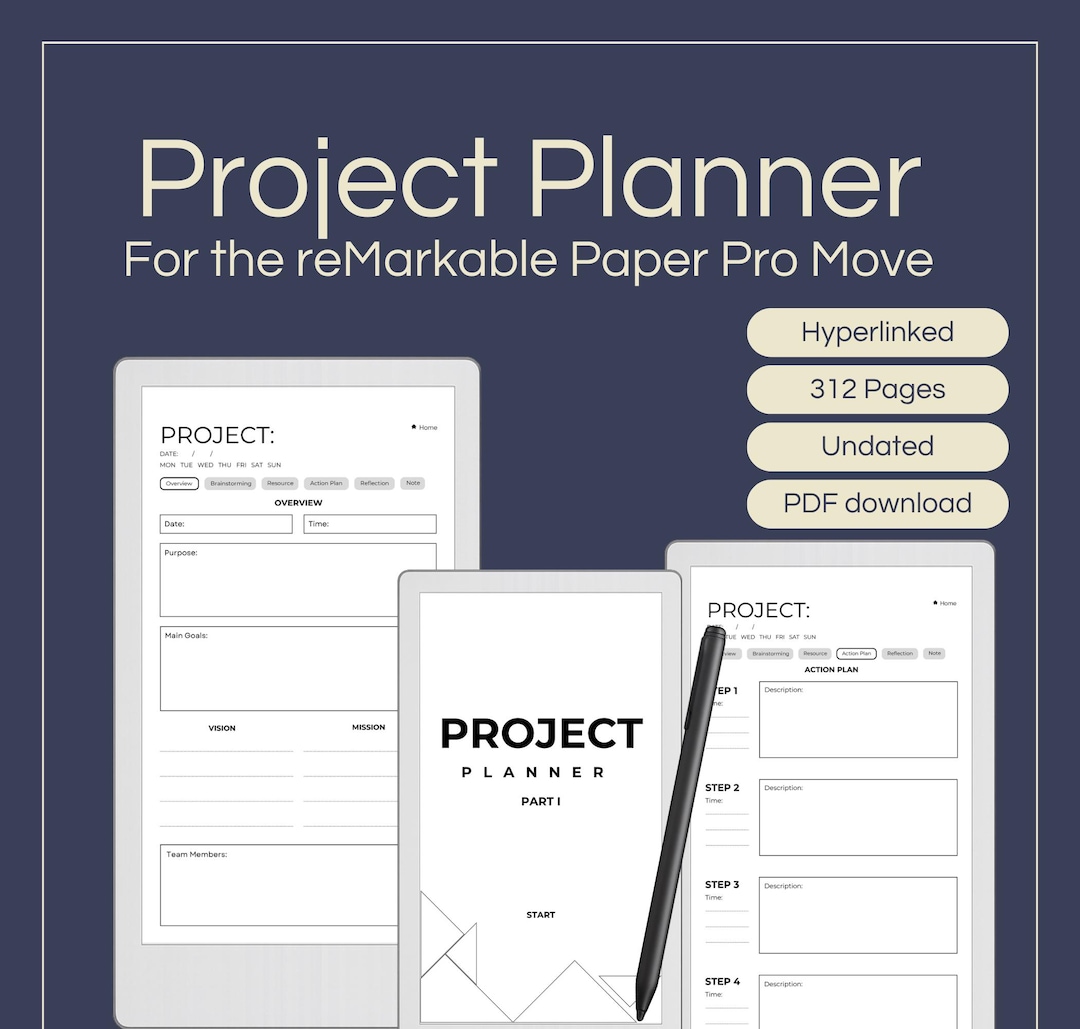 Hyperlinked Project Planner for Remarkable Paper Pro Move (PDF Download ...