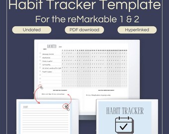 Hyperlinked Habit Tracker for reMarkable 1 & 2: 10 Habits + Notes + Reflection Pages (PDF Download)