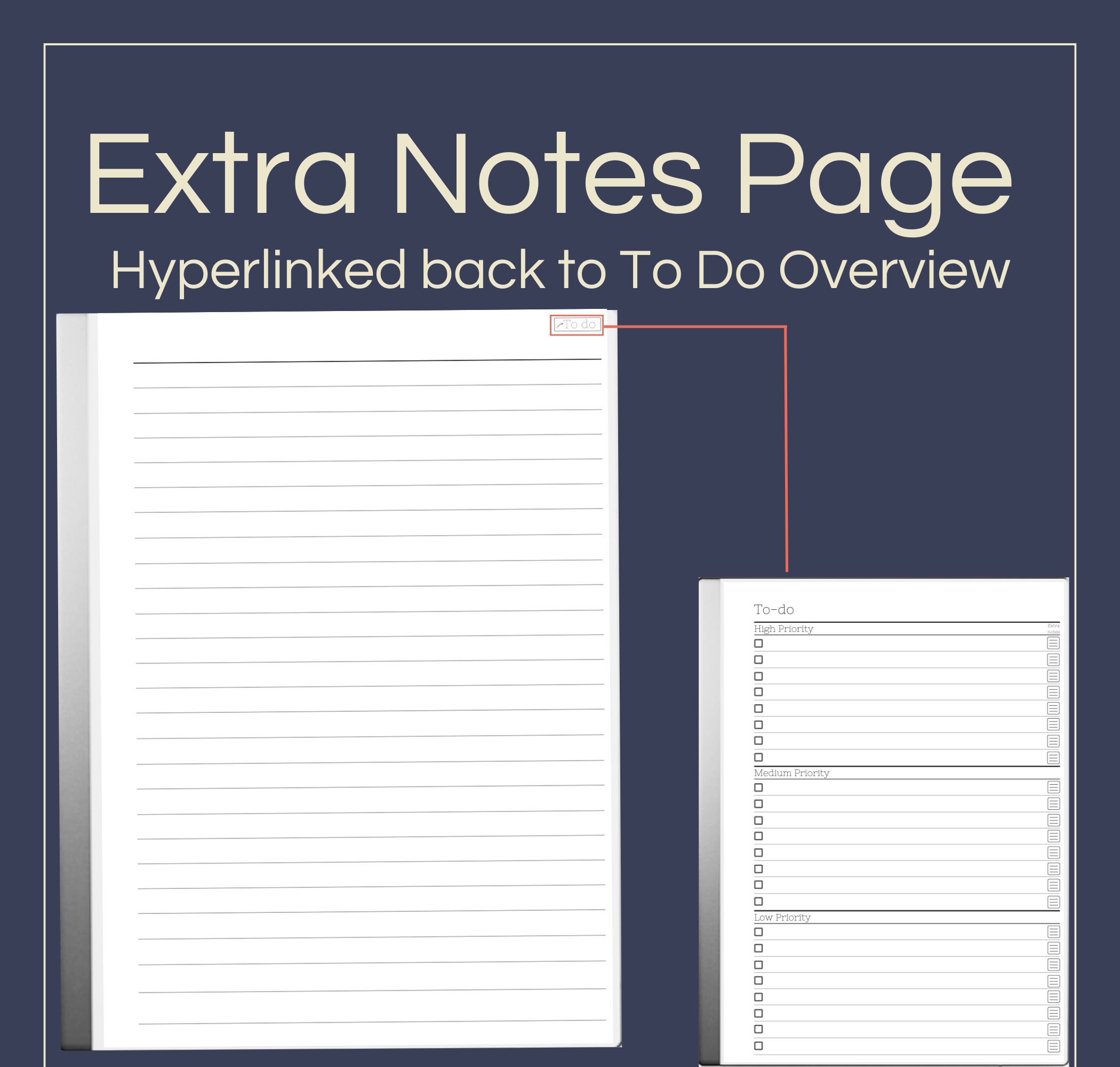 Hyperlinked to Do List Template for Remarkable 1 & 2 | Oganized by ...