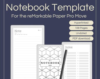 Hyperlinked Notebook Template for reMarkable 1 & 2 | Digital Notebook PDF | Interactive Planner