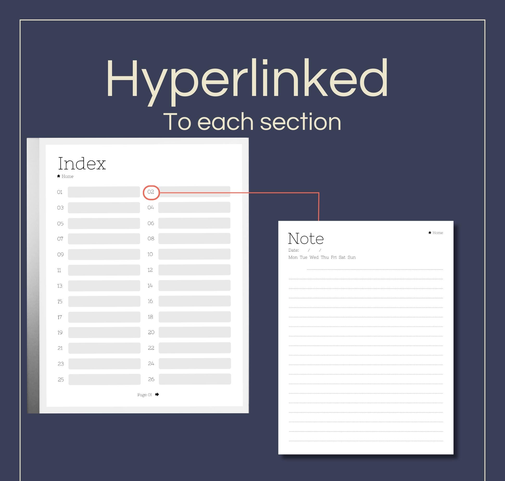 Hyperlinked Notebook Template for Remarkable Paper Pro | Digital ...