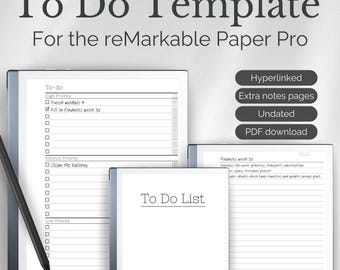Könnte beinhalten: Eine digitale To-Do-Listenvorlage für das reMarkable Paper Pro Tablet. Die Vorlage enthält Abschnitte für Aufgaben mit hoher, mittlerer und niedriger Priorität. Die Vorlage enthält auch einen Abschnitt für Finanzen und eine To-Do-Liste.