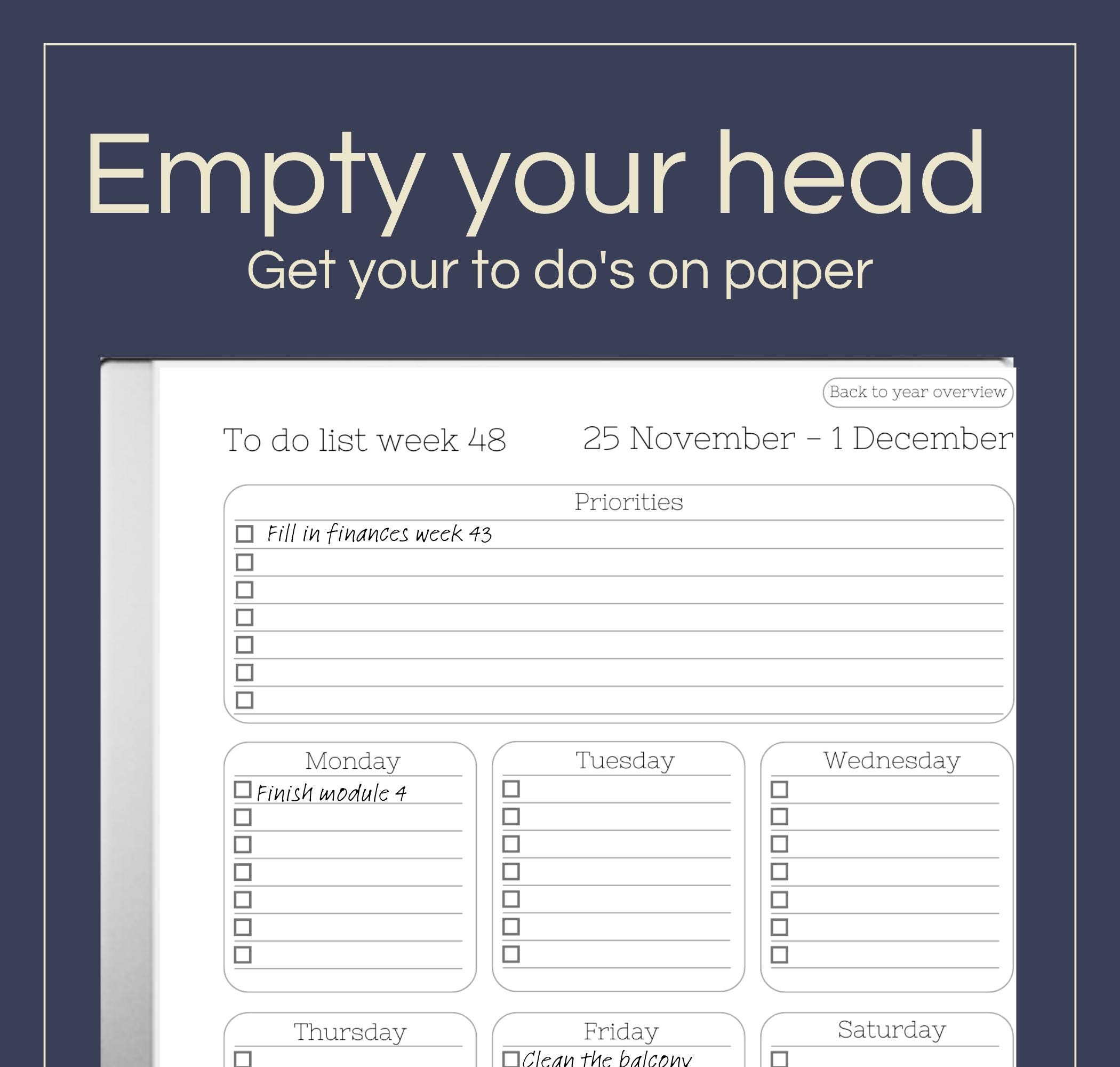 To Do Template for Remarkable 2: Hyperlinked Weekly Planner (PDF) - Etsy