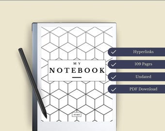 Hyperlinked Notebook Template for reMarkable 1 & 2 | Digital Notebook PDF | Interactive Planner
