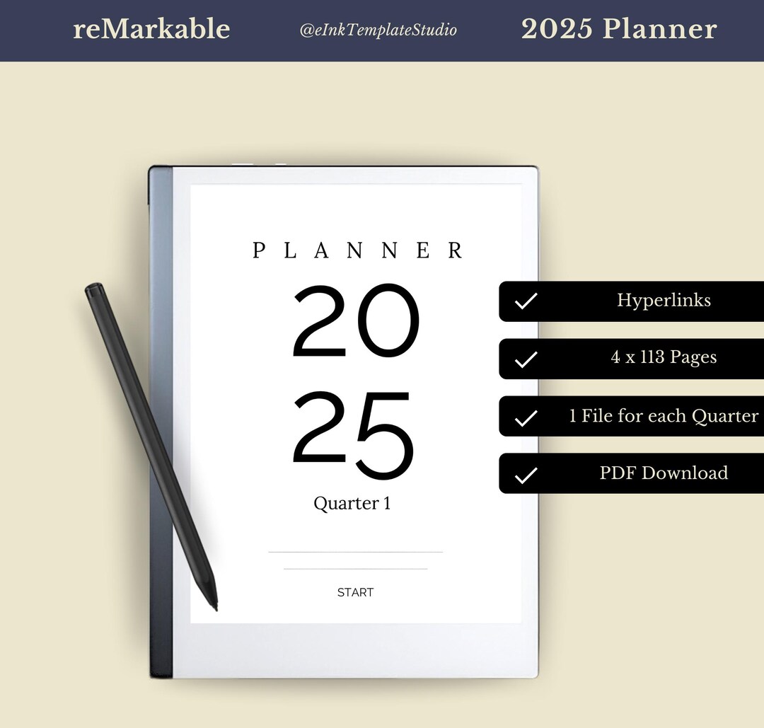 Hyperlinked 2025 Planner for the Remarkable 1 & 2 | Quarterly Planner ...