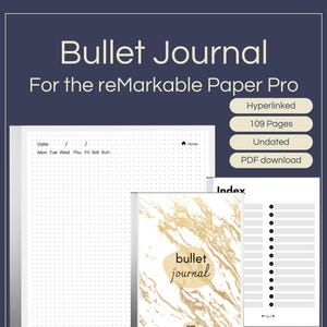 Hyperlinked Bullet Journal for reMarkable Paper Pro | Interactive Dot Grid Planner | 109 Pages | Self Care Planner | Therapy Journal