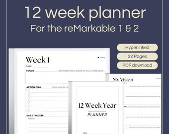 12 Week Year Planner: Goal & Habit Tracker for Remarkable 2 (PDF Download)