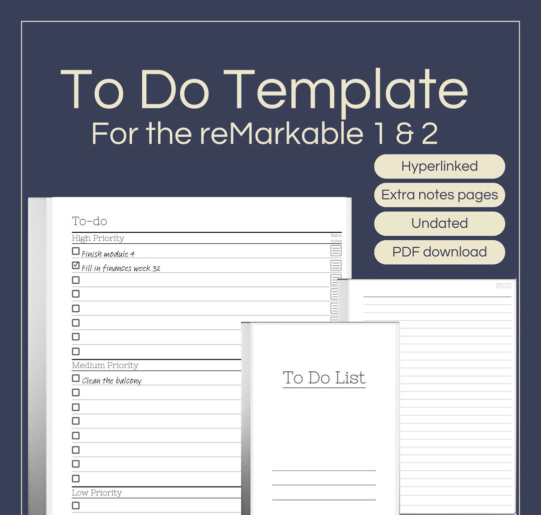 Hyperlinked to Do List Template With Priorities for Remarkable 1 & 2 ...