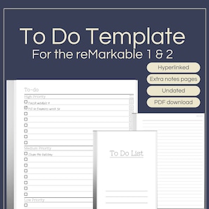 Hyperlinked To Do List Template with priorities for reMarkable 1 & 2 | Digital Planner PDF