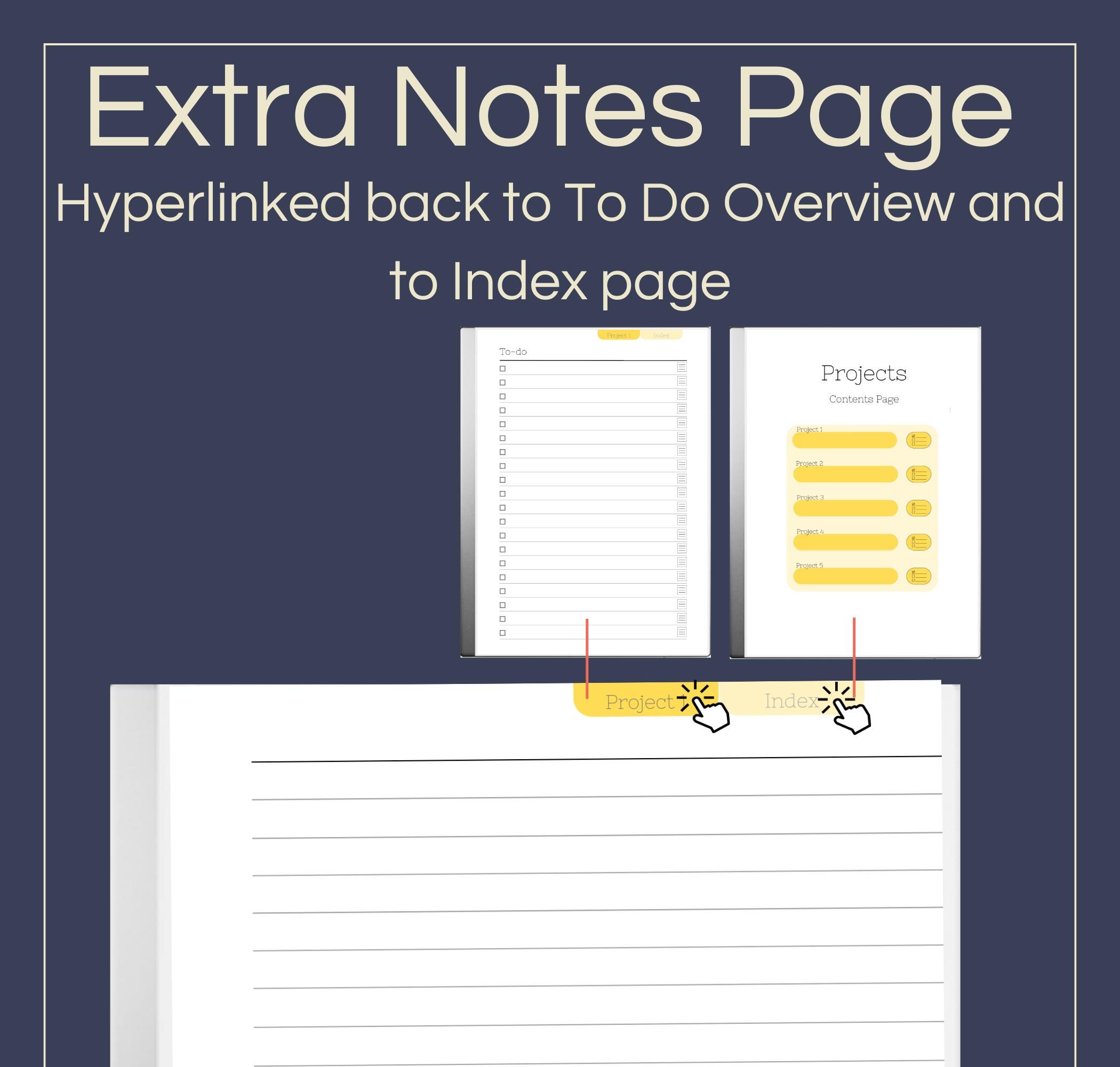 Project to Do List Template for Remarkable Paper Pro: Hyperlinked ...