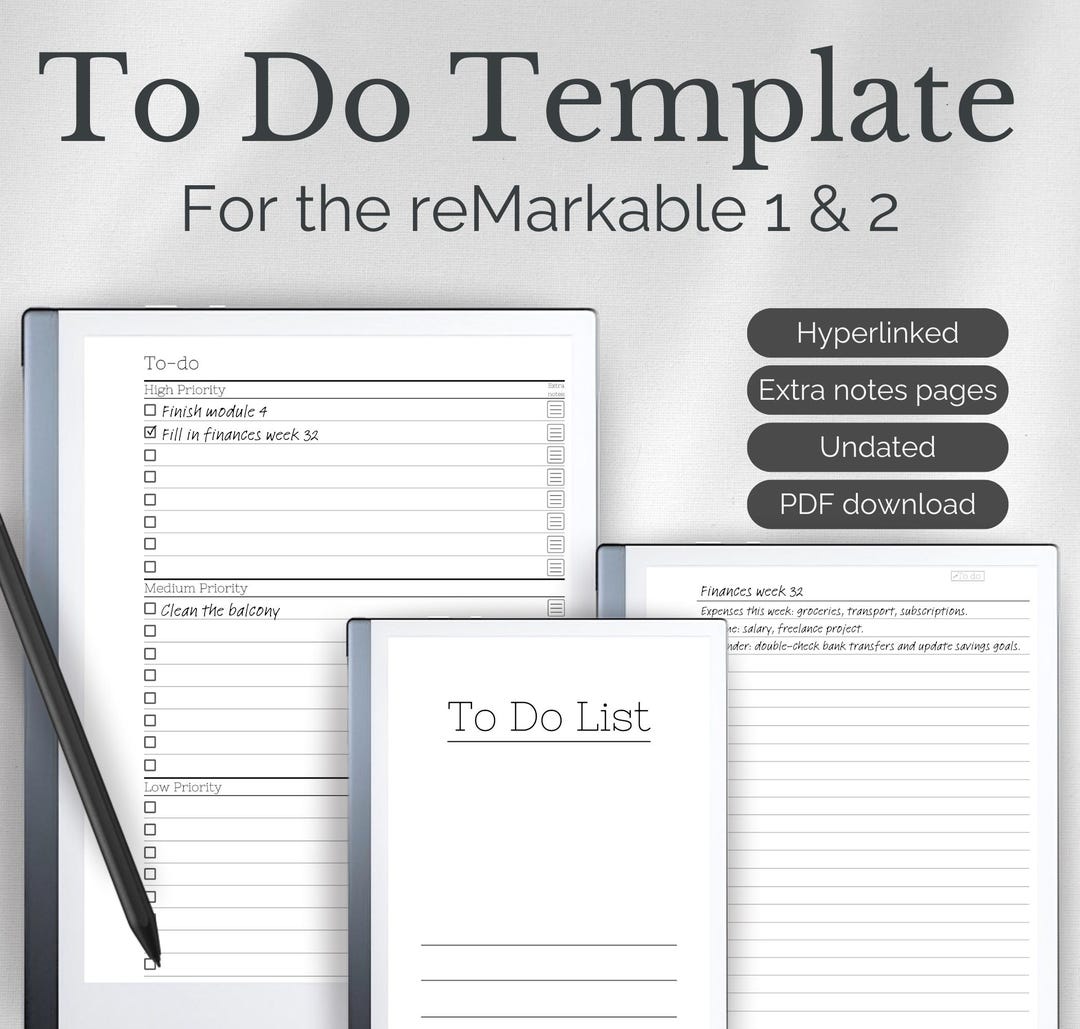Hyperlinked to Do List Template With Priorities for Remarkable 1 & 2 ...