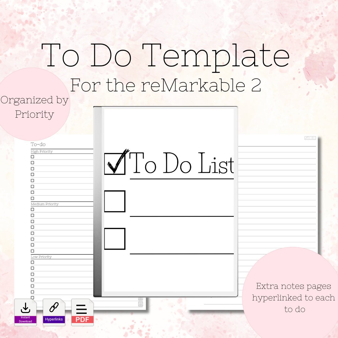 Remarkable 2 to Do Template, Instant Download, Hyperlinked PDF - Etsy