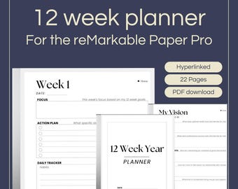 12 Week Year Planner: Goal & Habit Tracker for Remarkable Paper Pro (PDF Download)