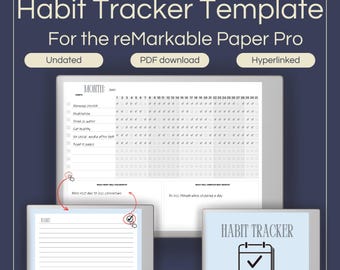 Hyperlinked Habit Tracker for reMarkable Paper Pro: 10 Habits + Notes + Reflection Pages (PDF Download)