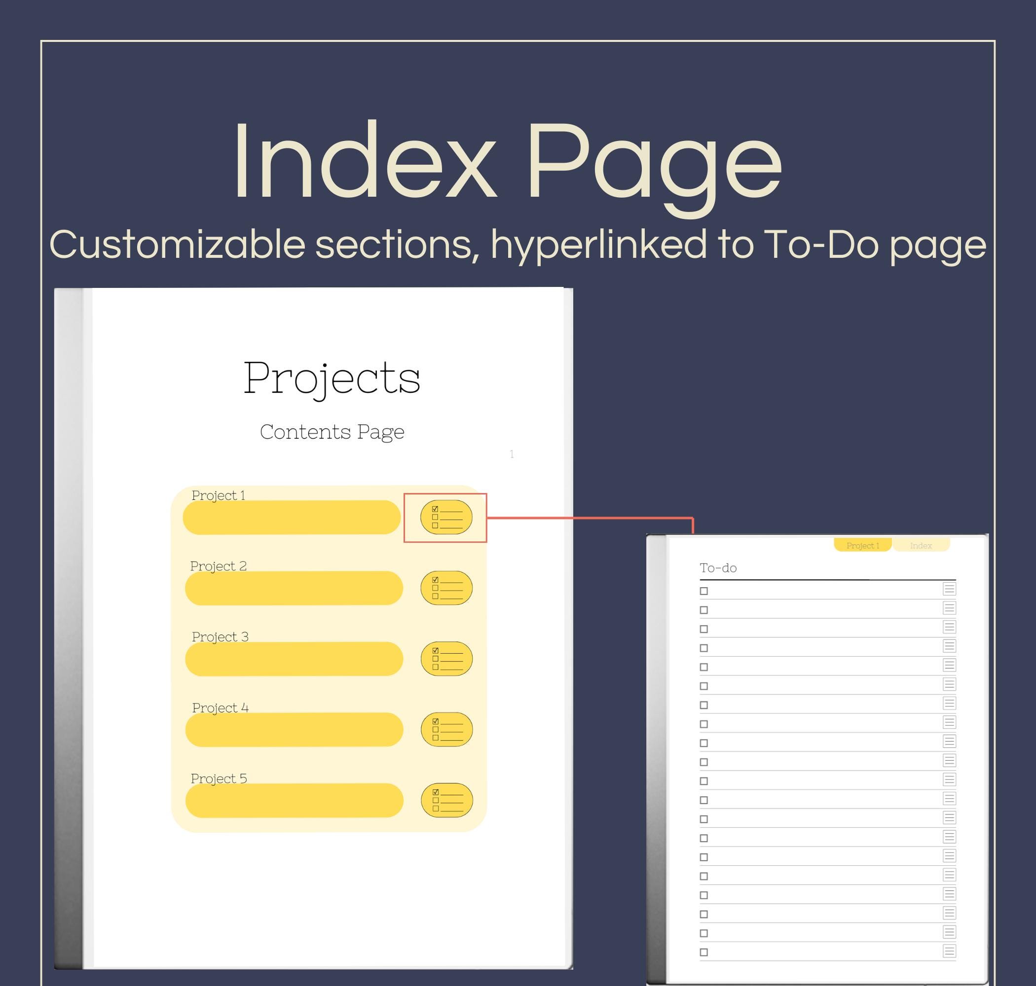 Project to Do List Template for Remarkable Paper Pro: Hyperlinked ...