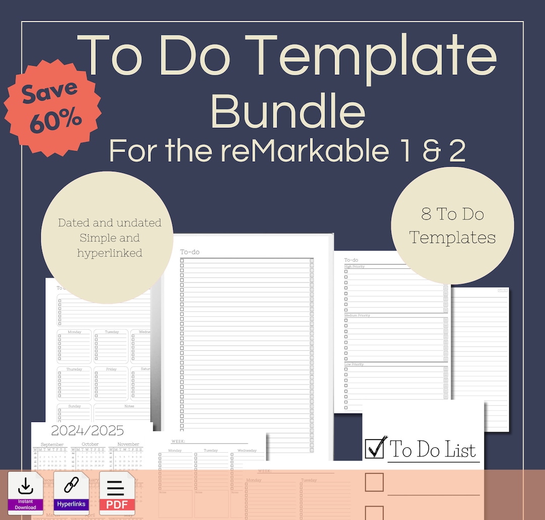 To Do Template Bundle for the Remarkable 2 | Hyperlinked PDF | Save 60% ...