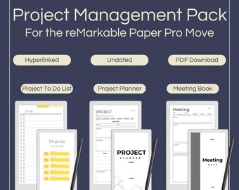 Project Management Templates for reMarkable Paper Pro Move: Hyperlinked Planner, Meeting Book (Digital Download)