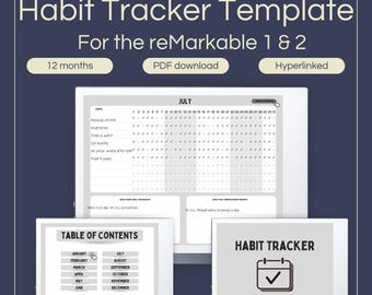 Hyperlinked Monthly Habit Tracker Template for reMarkable 2 (PDF Download)