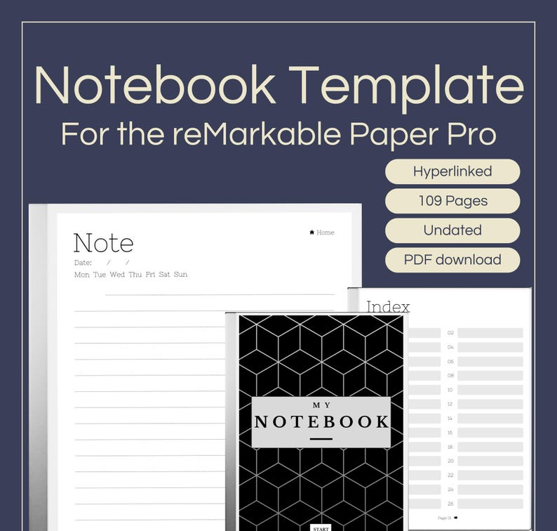 Hyperlinked Notebook Template for Remarkable Paper Pro | Digital ...
