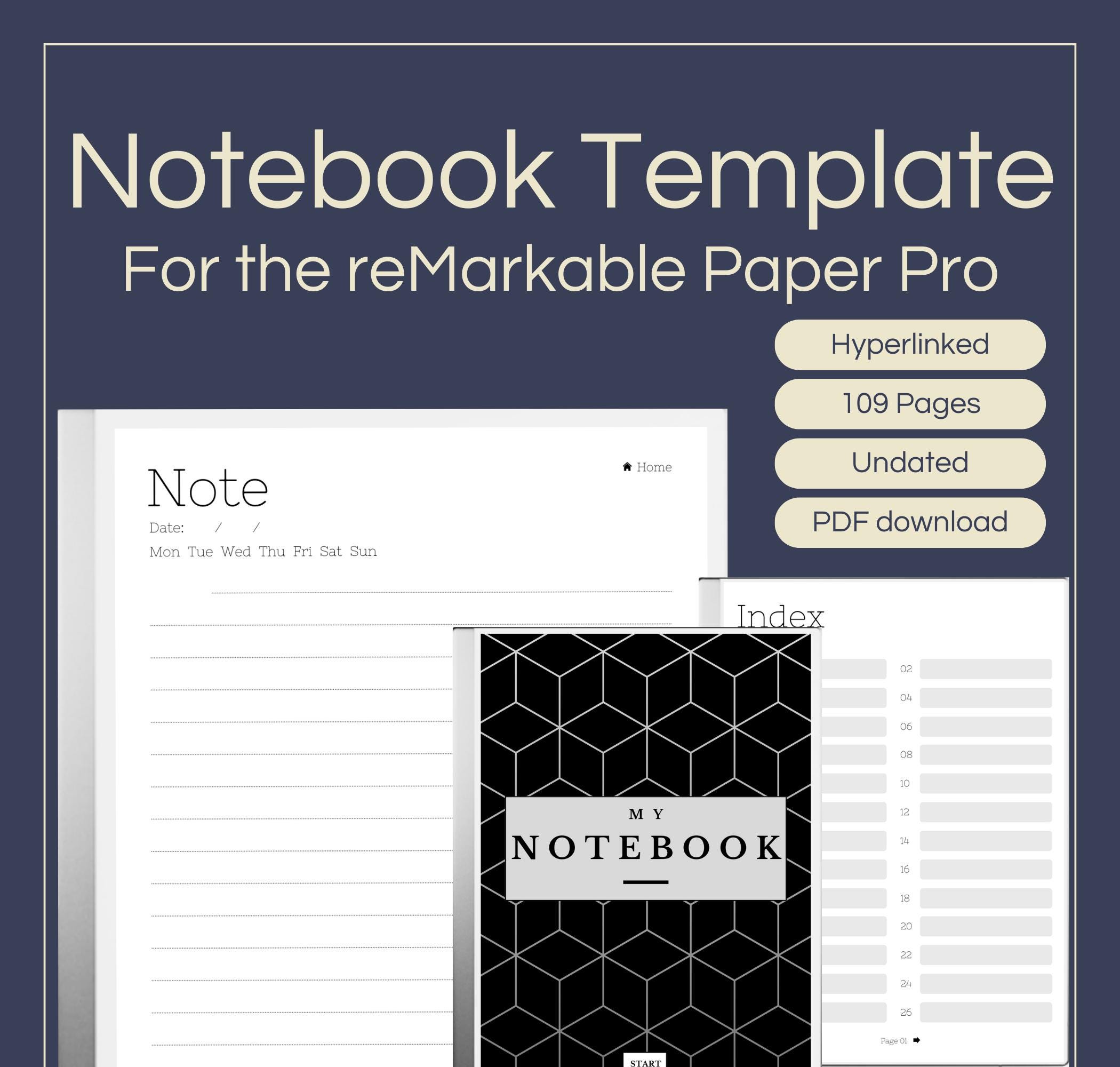 Hyperlinked Notebook Template for Remarkable Paper Pro | Digital ...