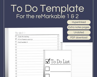 To Do List Template for reMarkable 1 & 2: Hyperlinked Digital Planner (PDF)