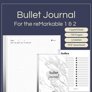 Hyperlinked Bullet Journal for reMarkable 2 | Interactive Dot Grid Planner | 109 Pages | Self Care Planner | Therapy Journal