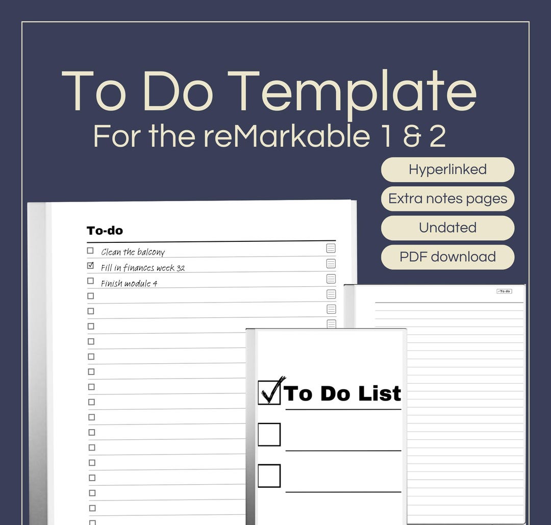 To Do List Template for Remarkable 1 & 2: Hyperlinked Task Tracker (PDF ...