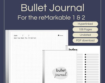 reMarkable 2 Bullet Journal | Hyperlinked Dot Grid Planner (PDF Download)
