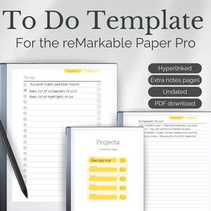 Hyperlinked Project To Do List Template for reMarkable Paper Pro | 5 Projects | 20 To Do&#39;s per Project | 107 Pages