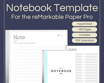 Hyperlinked Notebook Template for reMarkable Paper Pro | Digital Notebook PDF | Interactive Planner