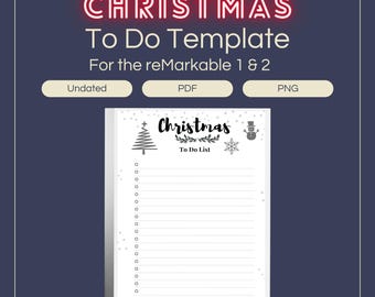 Christmas To Do Template for reMarkable 2 | PNG and PDF | Instant Download