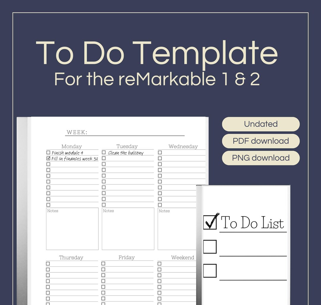 To Do Template With Notes for the Remarkable 1 & 2 | Undated | Instant ...
