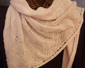 CASHMERE IVORY SCARF Shawl Wrap Handmade Natural Cashmere UK Free Shipping