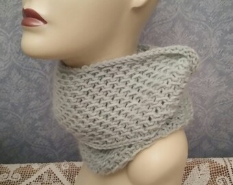 Soft Blue Hand-knit Infinity Scarf