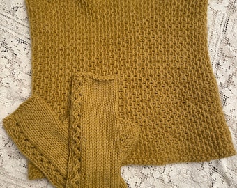 Lusciously Soft Cashmere Neckwarmer/Gaiter and Fingerless Mitts in Goldenrod
