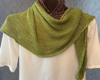 Handknit Merino Cashmere Scarf in Granny Smith Greens