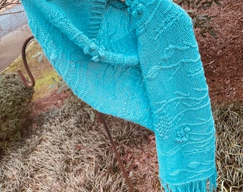 Long Textured Cashmere Scarf/Stole in Pure Cashmere