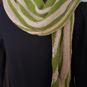 Granny Smith/Beige Soft Merino  Long Scarf