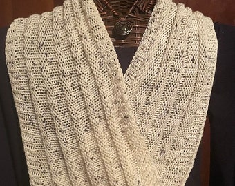 Hand-knit Infinity Scarf in Cookies and Cream Textured Design