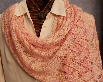 Whisper Weight Hand-knit Lace Stole in Merino/Silk