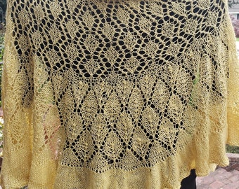 Buttercream Lace Silk/Merino Handknit Shawl