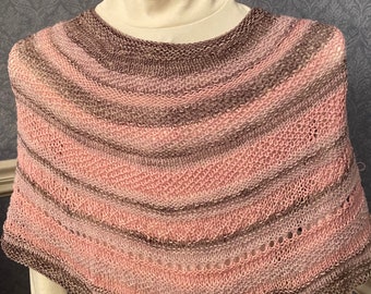 Petite Knitted Capelet in Taupes, Roses, and Faint Rose Lilacs