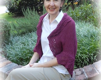 Burgundy Silk/Merino Lace-Edged Shrug