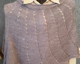 Petite Swing Poncho - Handknit in Merino/Silk in Muted Lavender