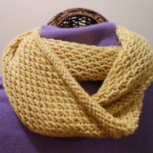 Hand-Knit Wheat Yellow Deep Cowl/Hood