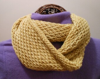 Hand-Knit Wheat Yellow Deep Cowl/Hood