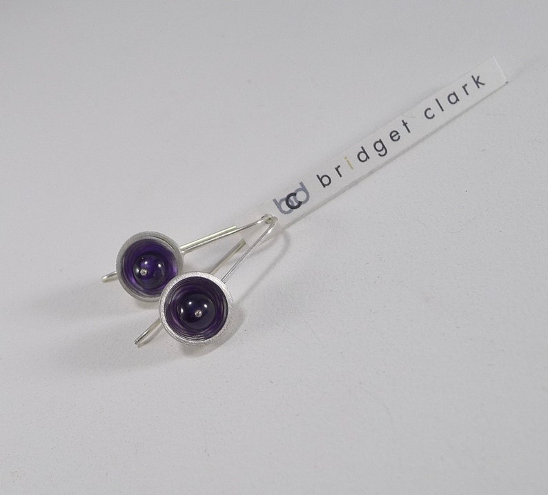 Sterling Shallow Orb Earrings with Amethyst E 2860 image 3