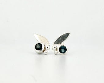 Sterling Silver and Topaz Botanical Stud Earrings - E3381