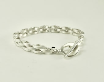 Sleek Link Sterling Silver Bracelet - B0251