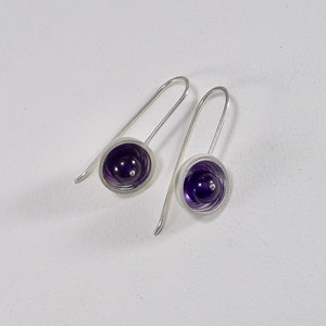 Sterling Shallow Orb Earrings with Amethyst E 2860 image 1